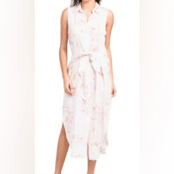 Cloth & Stone Floral Sleeveless Midi Shirt Dress in Pink - NWOT - Size Medium - Picture 1 of 8